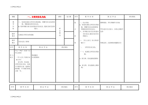 教育最新K12八年级政治上册 文明交往礼为先复习教案 鲁教版