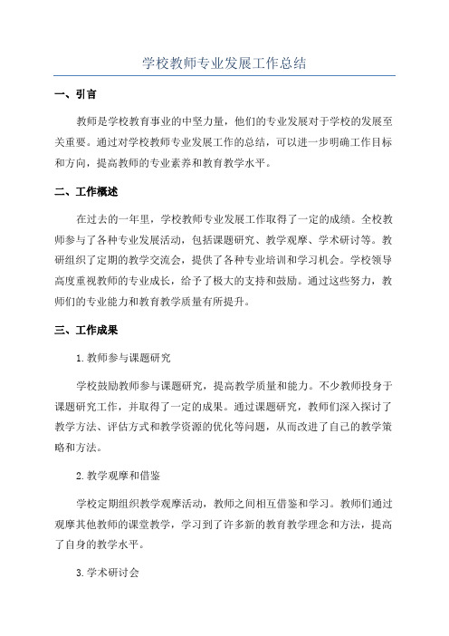 学校教师专业发展工作总结