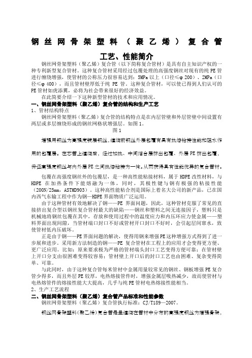 钢丝网骨架塑料聚乙烯复合管工艺性能简介