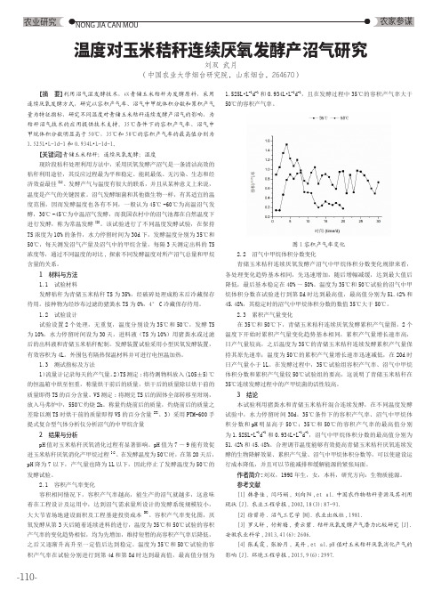 温度对玉米秸秆连续厌氧发酵产沼气研究