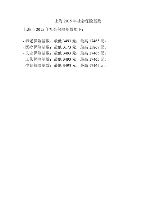 上海2015年社会保险基数