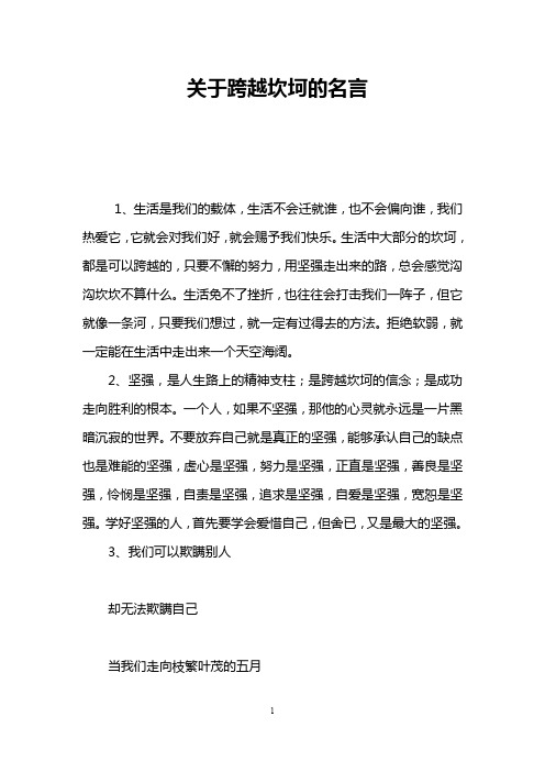 关于跨越坎坷的名言