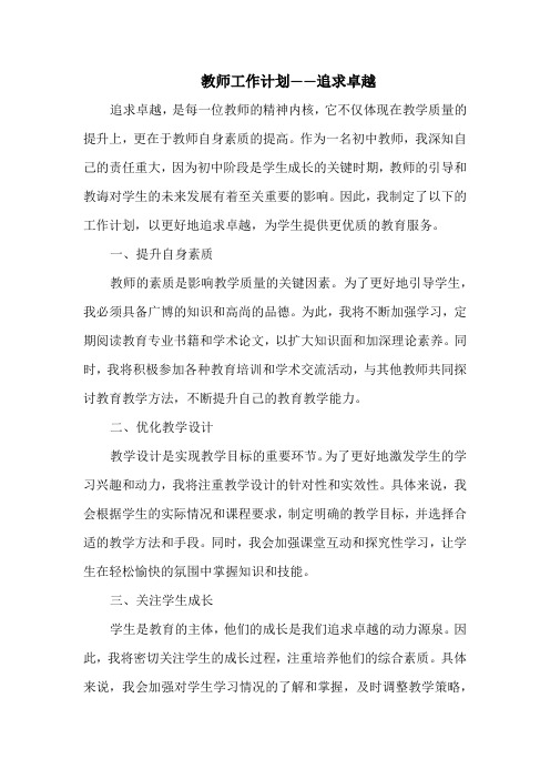 教师工作计划——追求卓越