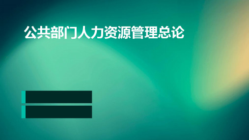 公共部门人力资源管理总论