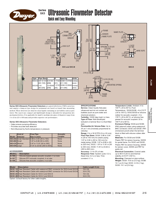 SX3 Ultrasonic Flowmeter Detectors商品说明说明书