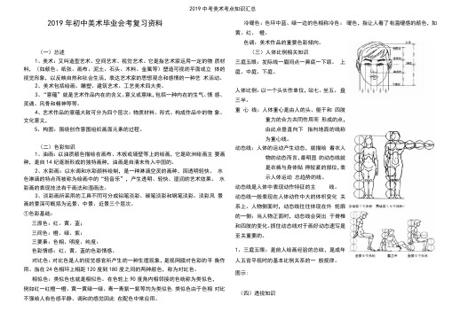 2019中考美术考点知识汇总