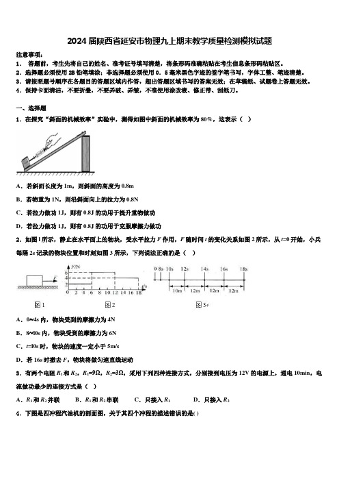 2024届陕西省延安市物理九上期末教学质量检测模拟试题含解析