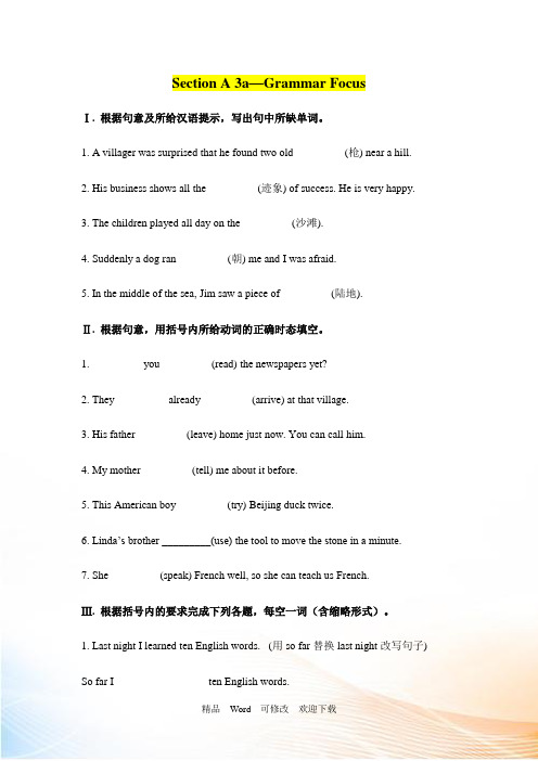 人教版八年级英语下册Unit8同步练习含答案Section A 3a—Grammar Focus