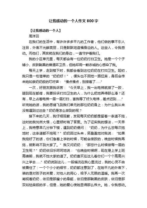 让我感动的一个人作文800字