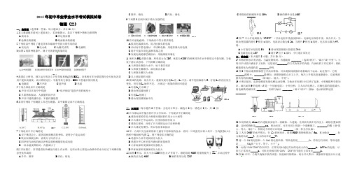 2015年初中毕业会考物理模拟试卷及答题卡(二)