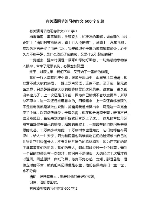 有关清明节的习俗作文600字5篇