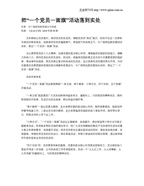 把“一个党员一面旗”活动落到实处