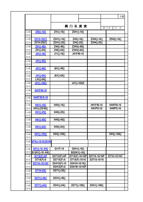 阀门长度表