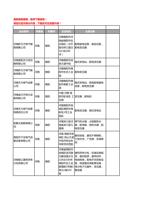 新版河南省南阳配电变压器工商企业公司商家名录名单联系方式大全24家