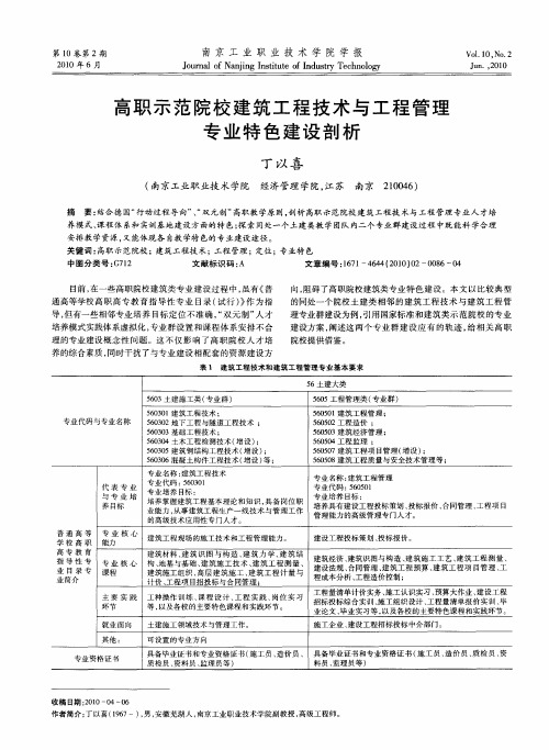 高职示范院校建筑工程技术与工程管理专业特色建设剖析