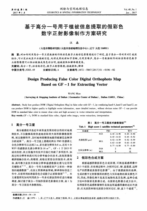 基于高分一号用于植被信息提取的假彩色数字正射影像制作方案研究