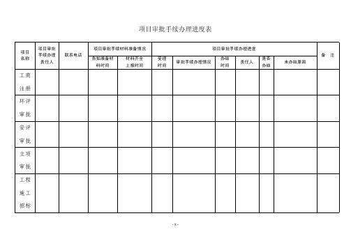 项目审批手续办理进度表