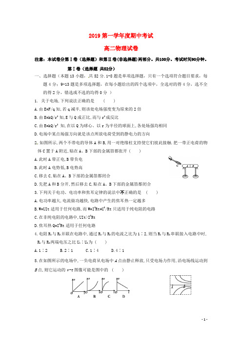 2020 学年高二物理上学期期中试题 新人教版(1)