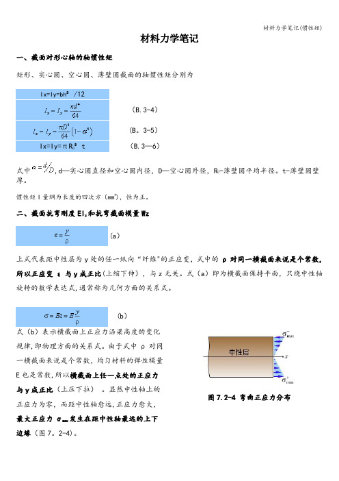 材料力学笔记(惯性矩)