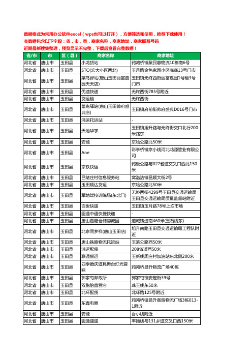 2020新版河北省唐山市玉田县运输工商企业公司商家名录名单黄页联系电话号码地址大全364家