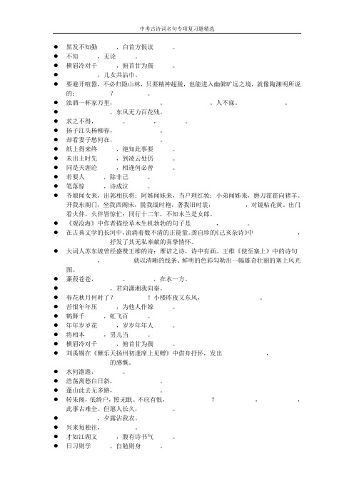 中考古诗词名句专项复习题精选83