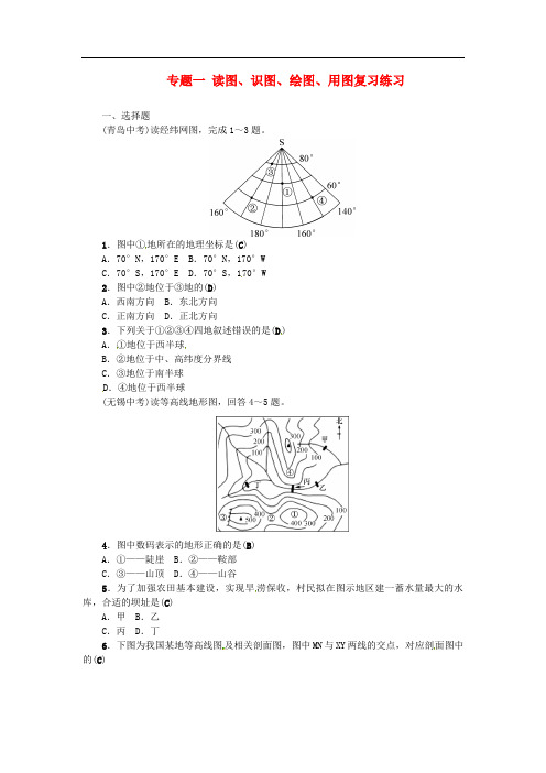 全国通用版2019年中考地理专题1读图识图绘图用图复习练习