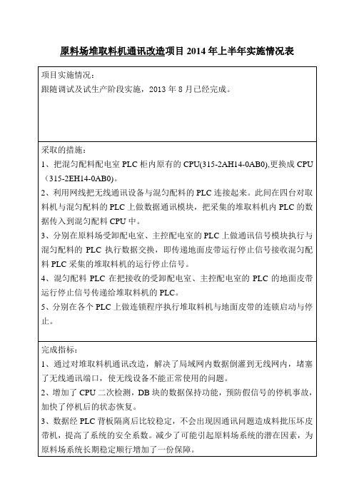 原料场堆取料机通讯改造1