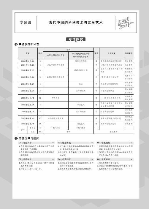 (课标Ⅲ)2020版高考历史一轮复习专题四古代中国的科学技术与文学艺术教师用书(PDF,含解析)