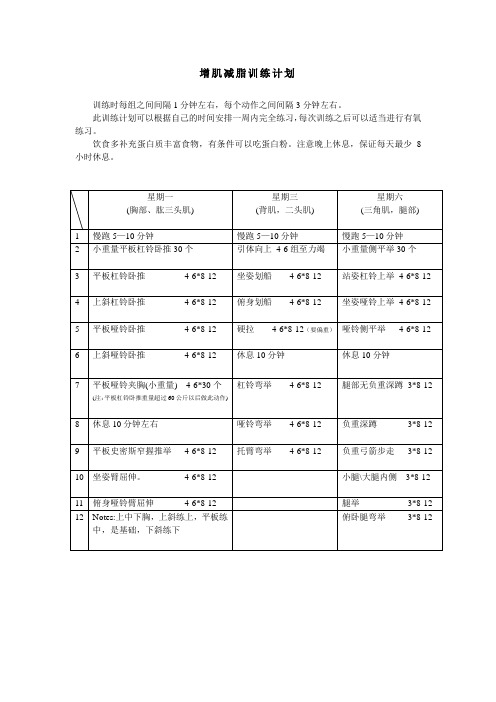 增肌减脂训练计划