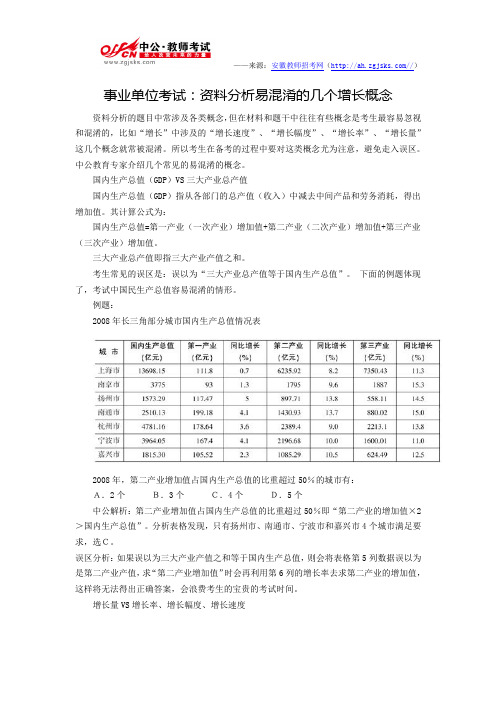 事业单位考试资料分析易混淆的几个增长概念