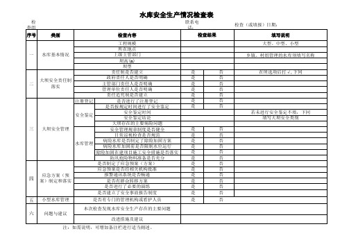 水库安全生产情况检查表