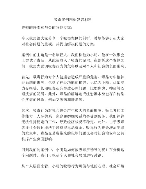 吸毒案例剖析发言材料