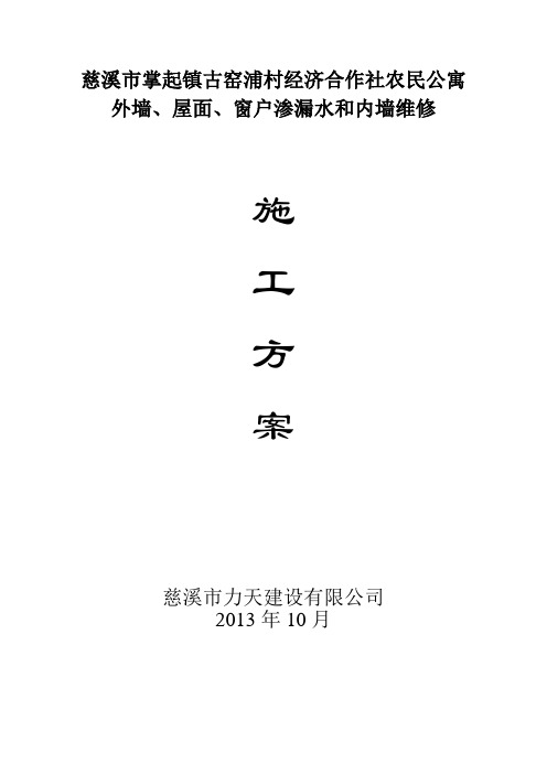 外墙、窗户渗漏水维修施工方案