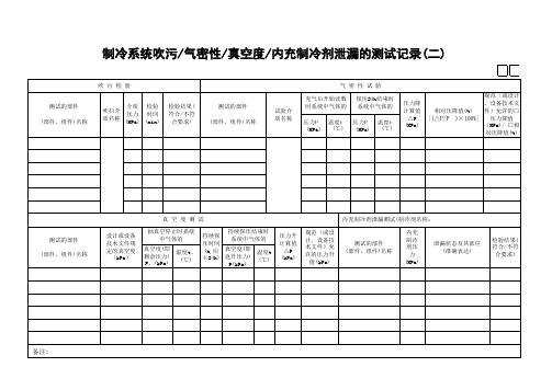 15制冷系统吹污—气密性—真空度—内充制冷剂泄漏的测试记录