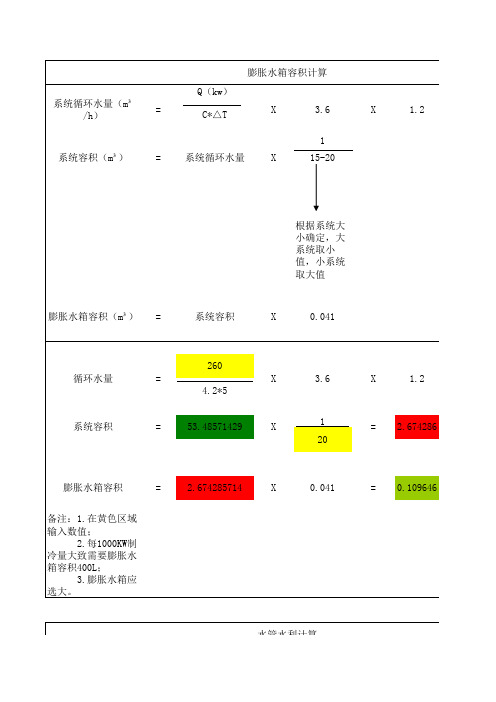 空调水利计算公式汇总