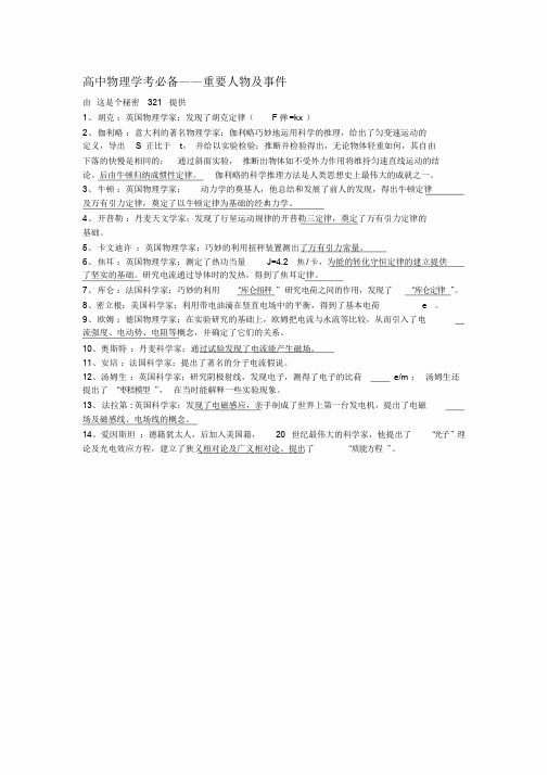 高中物理学考必备-重要人物事件