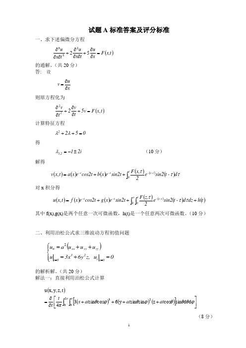 MEC01079_2011级_力学中的数理方法Ⅲ_试题A 标准答案及评分标准