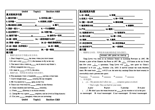 新版仁爱英语九年级上册Unit4Topic1词汇训练及答案