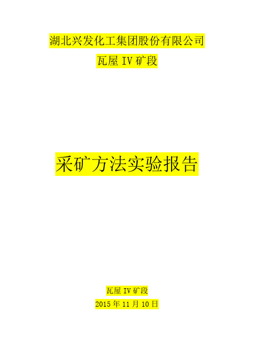 瓦屋IV矿段采矿方法实验报告讲解