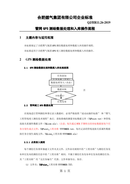 管网GPS测绘数据处理和入库操作规程-11页精选文档