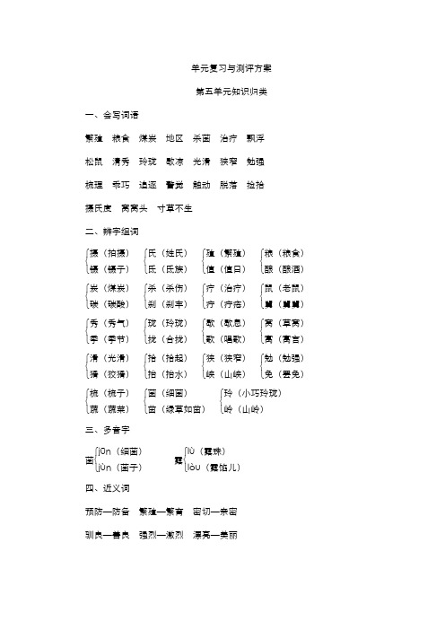 部编版小学语文五年级上册  第五单元知识归类