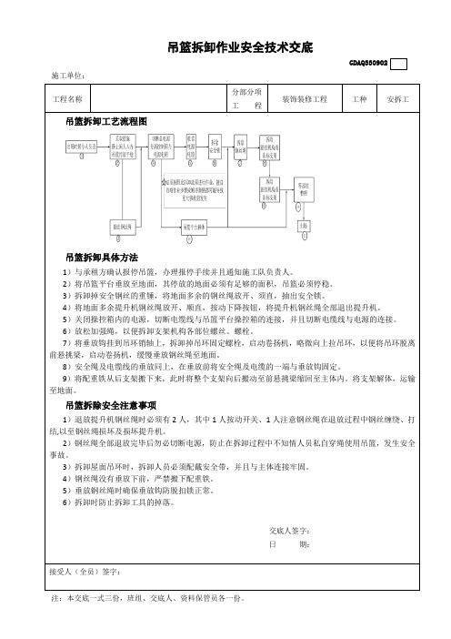 吊篮拆除安全技术交底