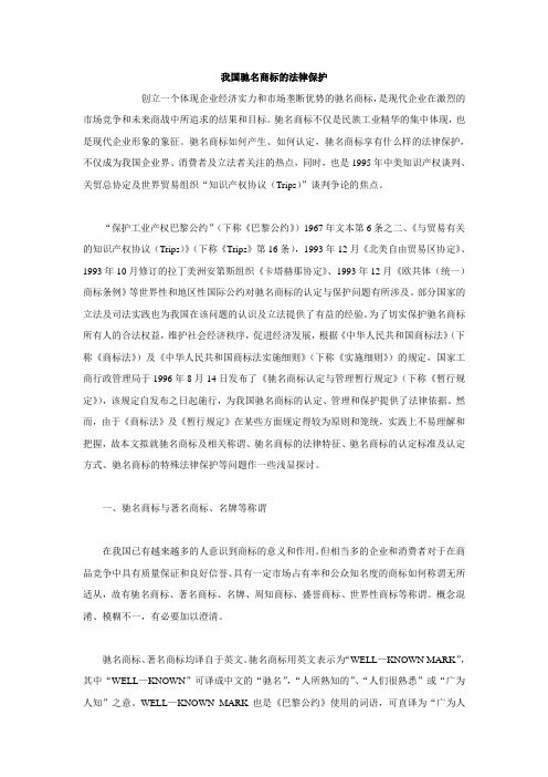我国驰名商标的法律保护