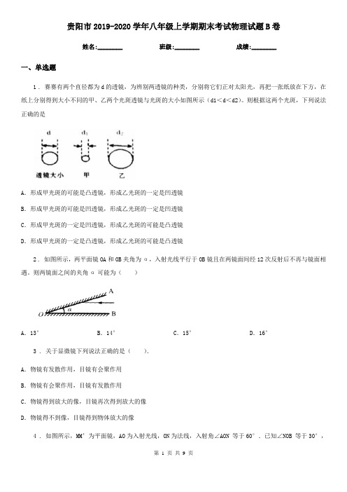 贵阳市2019-2020学年八年级上学期期末考试物理试题B卷