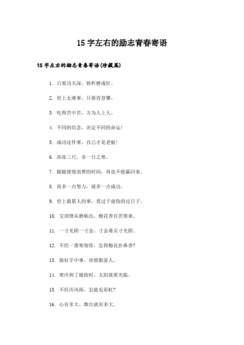 15字左右的励志青春寄语