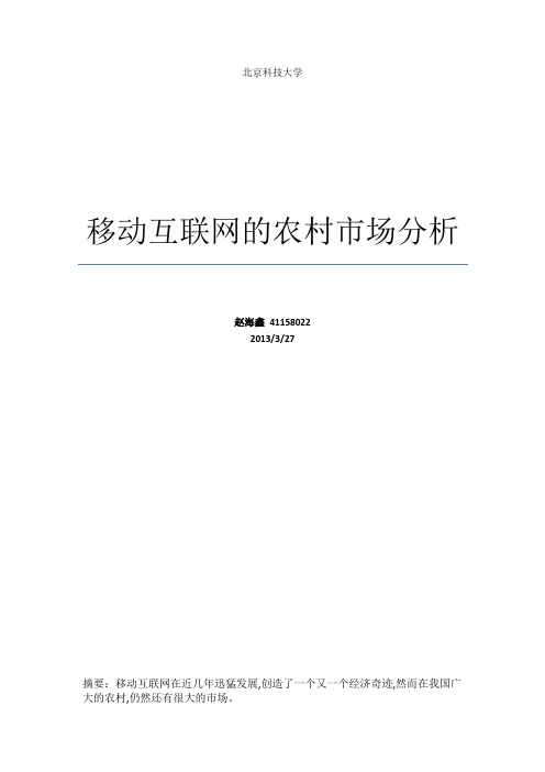 移动互联网的农村市场分析