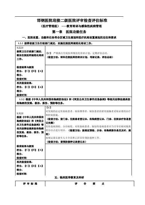 邯钢医院迎接二级医院评审检查评估标准--教育培训与感染性疾病管理 2