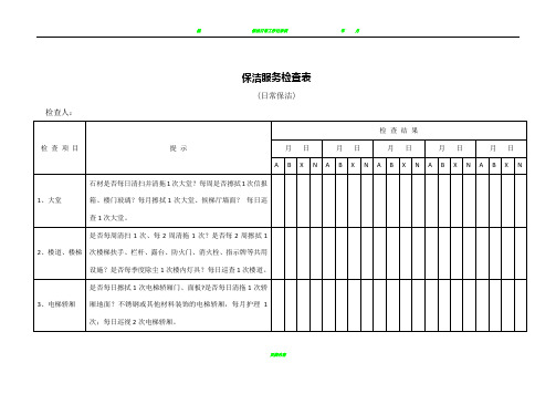 保洁服务检查表(日常保洁)