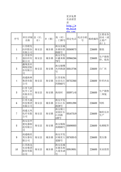 浙江海盐县企业录