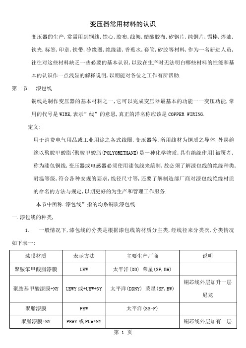 变压器常用材料的认识-36页文档资料